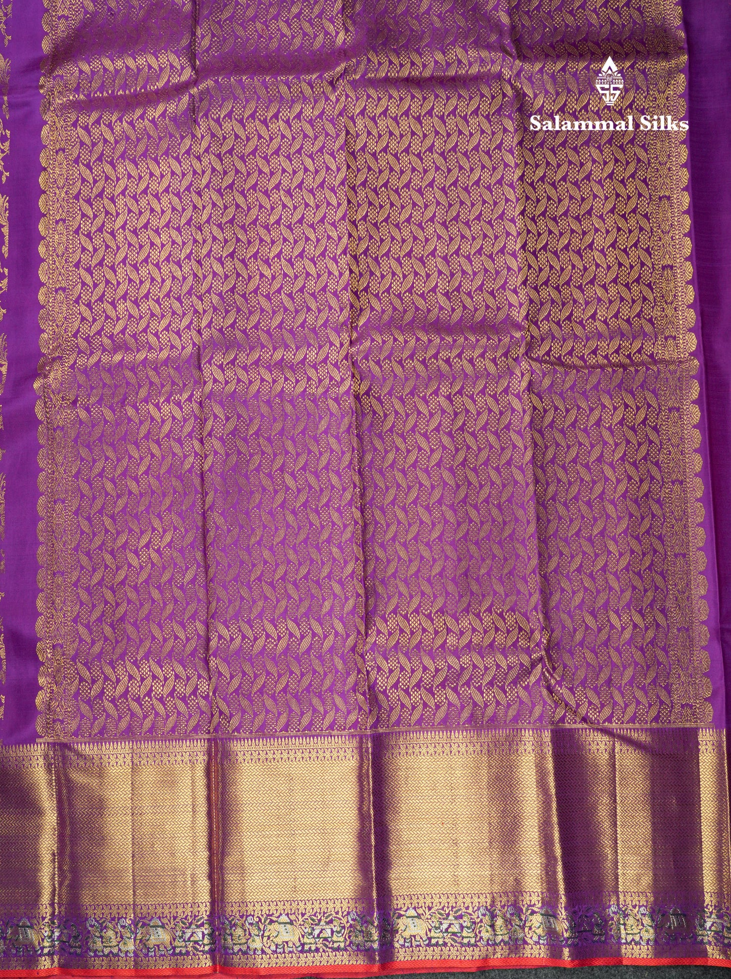 Violet Color Kanjivaram Pure Silk Saree with Contrast Blouse