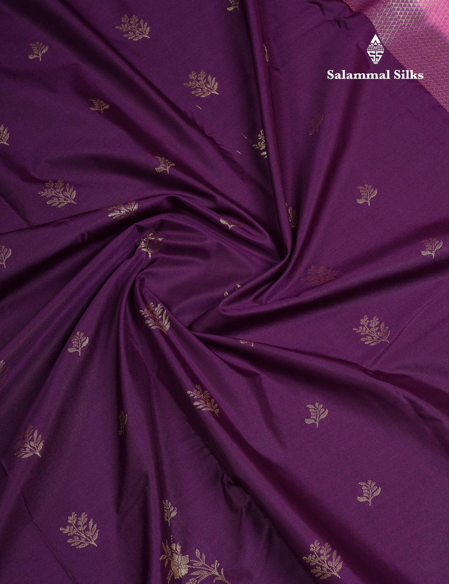 Beautiful Violet Semi Silk Saree With Contrast Baby Pink Traditional Border