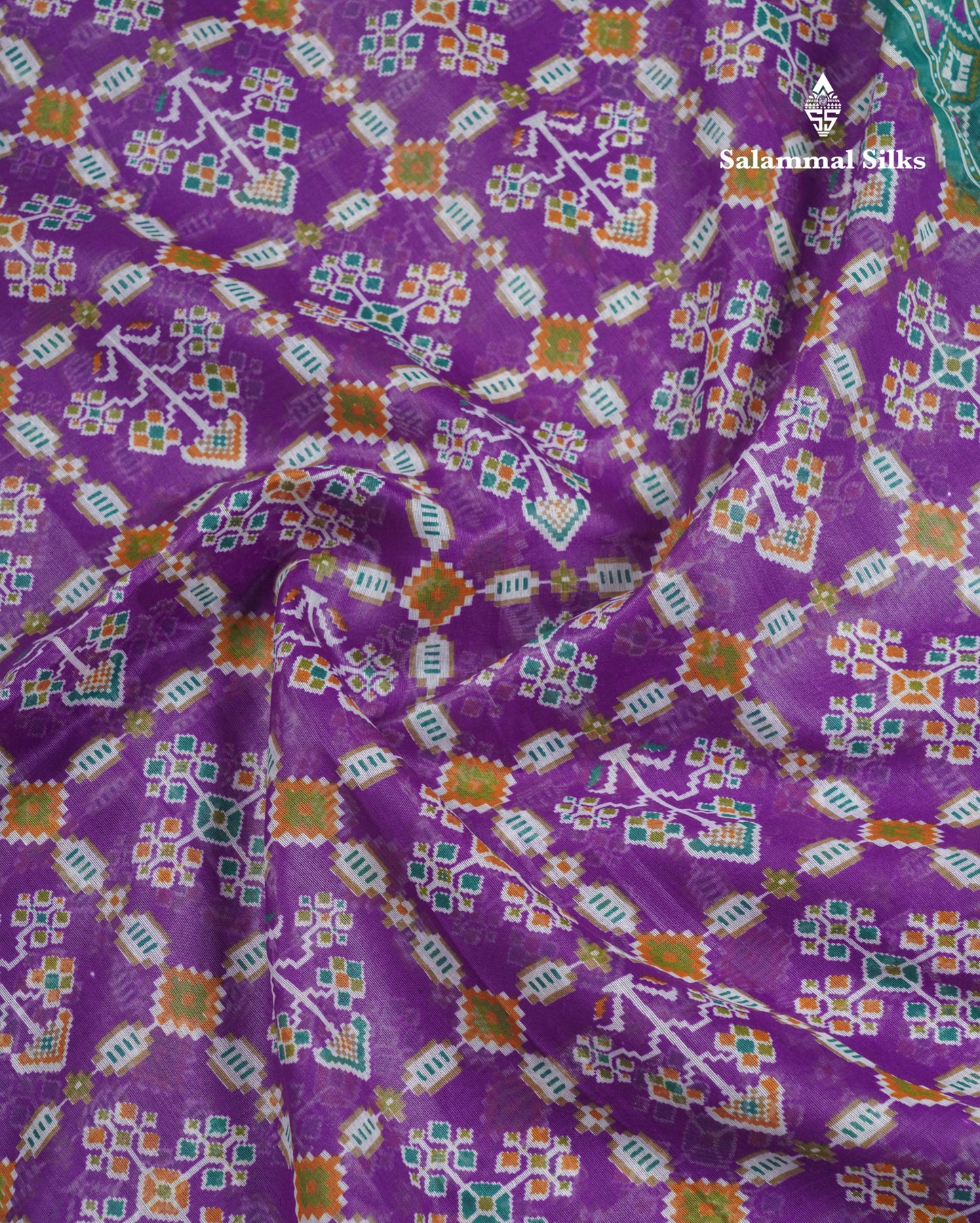 Beautiful Purple Mixed Cotton Saree With Contrast Saffire Green Blouse