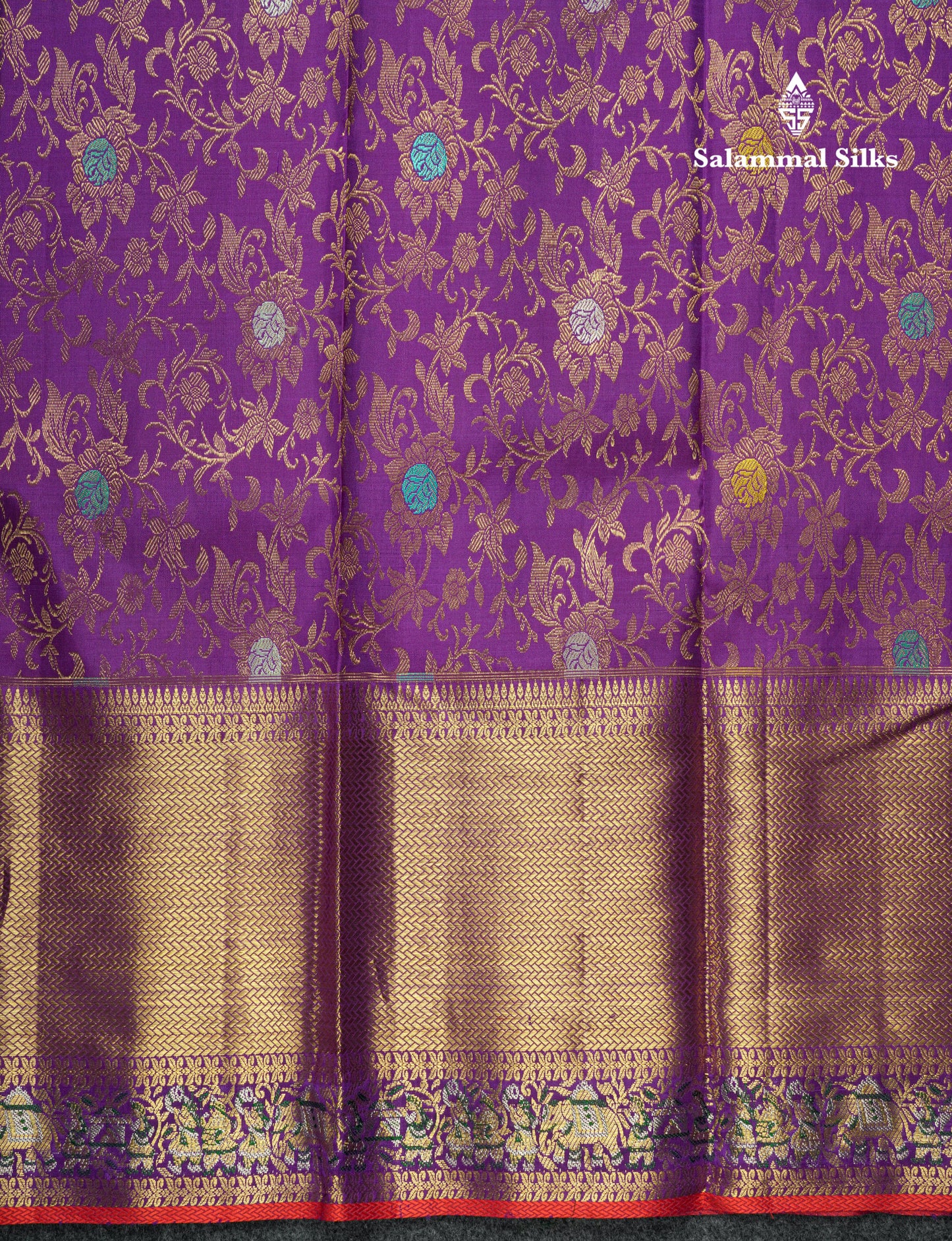 Violet Color Kanjivaram Pure Silk Saree with Contrast Blouse