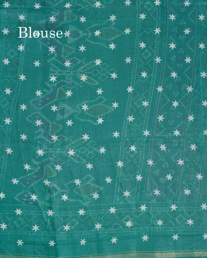 Beautiful Purple Mixed Cotton Saree With Contrast Saffire Green Blouse