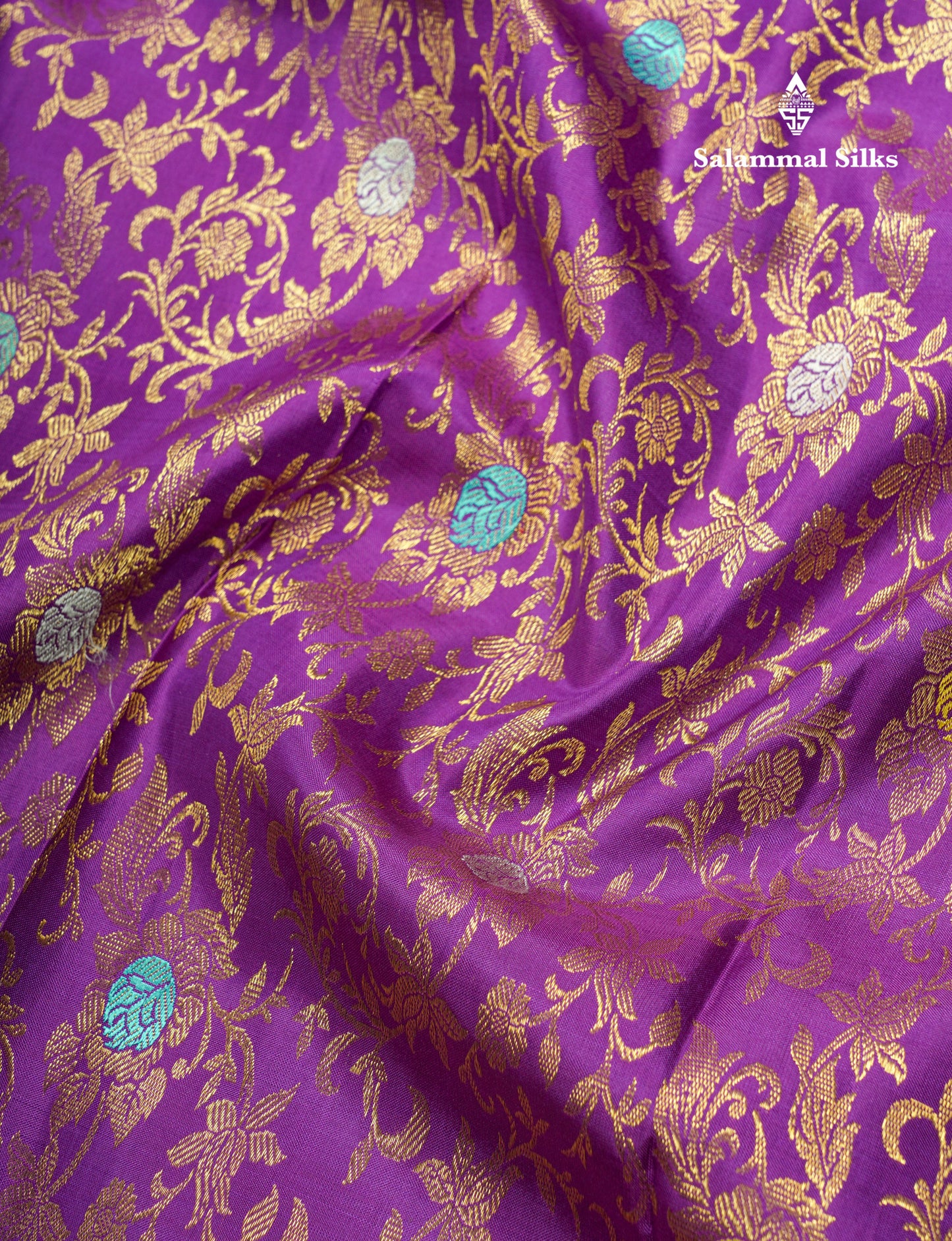 Violet Color Kanjivaram Pure Silk Saree with Contrast Blouse