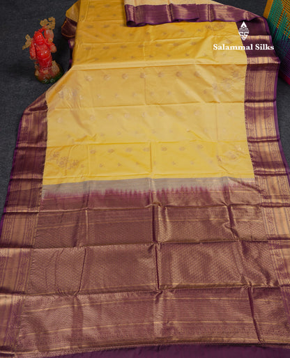 Beautiful Violet Semi Silk Saree With Contrast Baby Pink Traditional Border