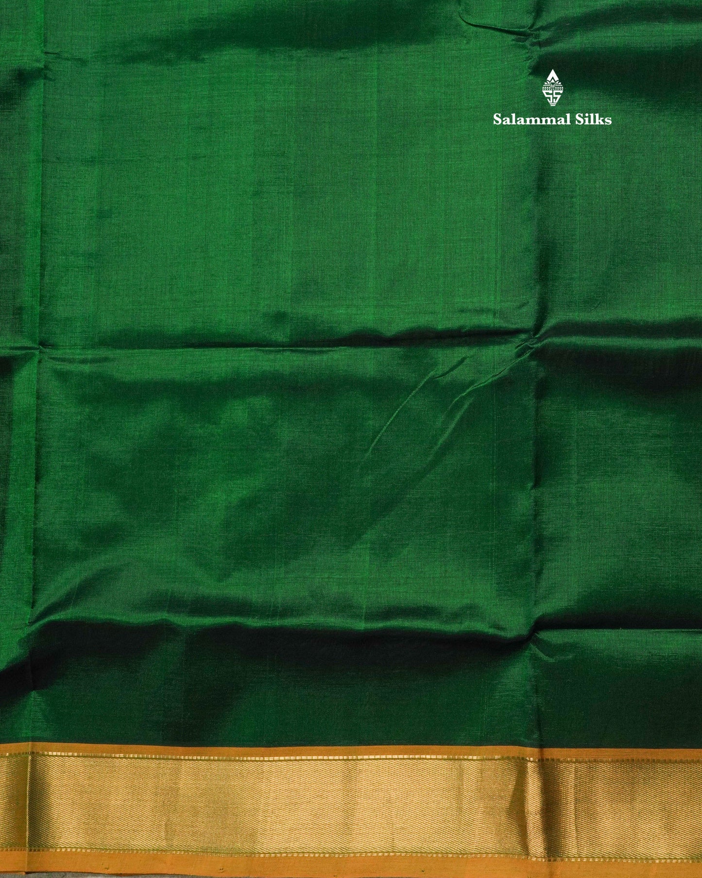 Bottle Green Plain Pure Silk Cotton Saree With Contrast Mustard Yellow Border