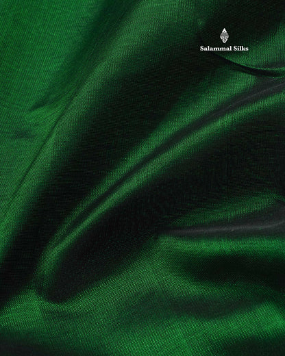Bottle Green Plain Pure Silk Cotton Saree With Contrast Mustard Yellow Border