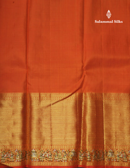 Violet Color Kanjivaram Pure Silk Saree with Contrast Blouse