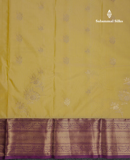 Beautiful Violet Semi Silk Saree With Contrast Baby Pink Traditional Border