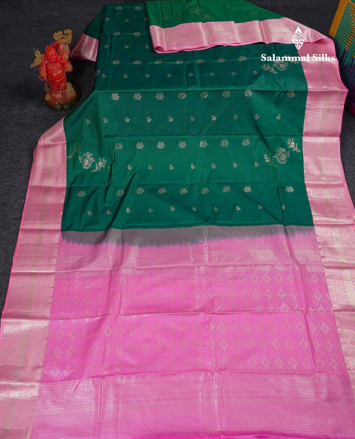 Beautiful Violet Semi Silk Saree With Contrast Baby Pink Traditional Border
