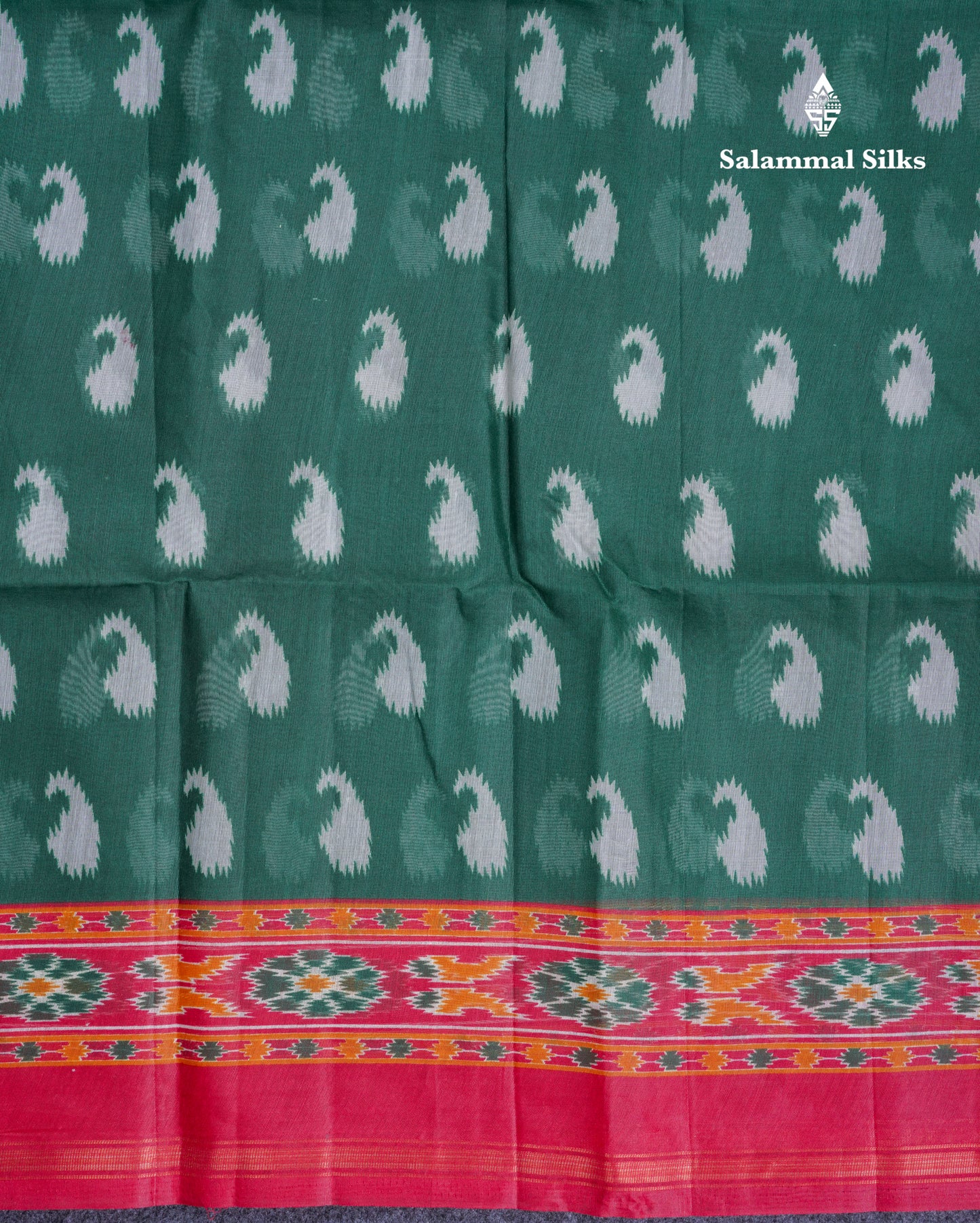 Beautiful Peacock Green Mixed Cotton Saree With Contrast Violet Blouse