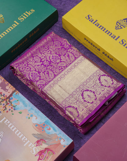 Beautiful Vadamalli Bridal Pure Kanjivaram Silk Saree With Traditional Evening Morning Border