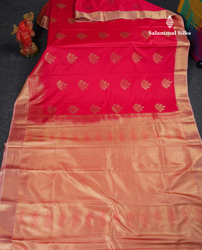 Beautiful Dual Tone Pink Semi Silk Saree With Contrast Dark Peach Traditional Border