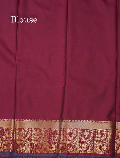 Beautiful Olive Green Malli Moggu Butta Semi Silk Saree With Contrast Dark Brown Fancy Border