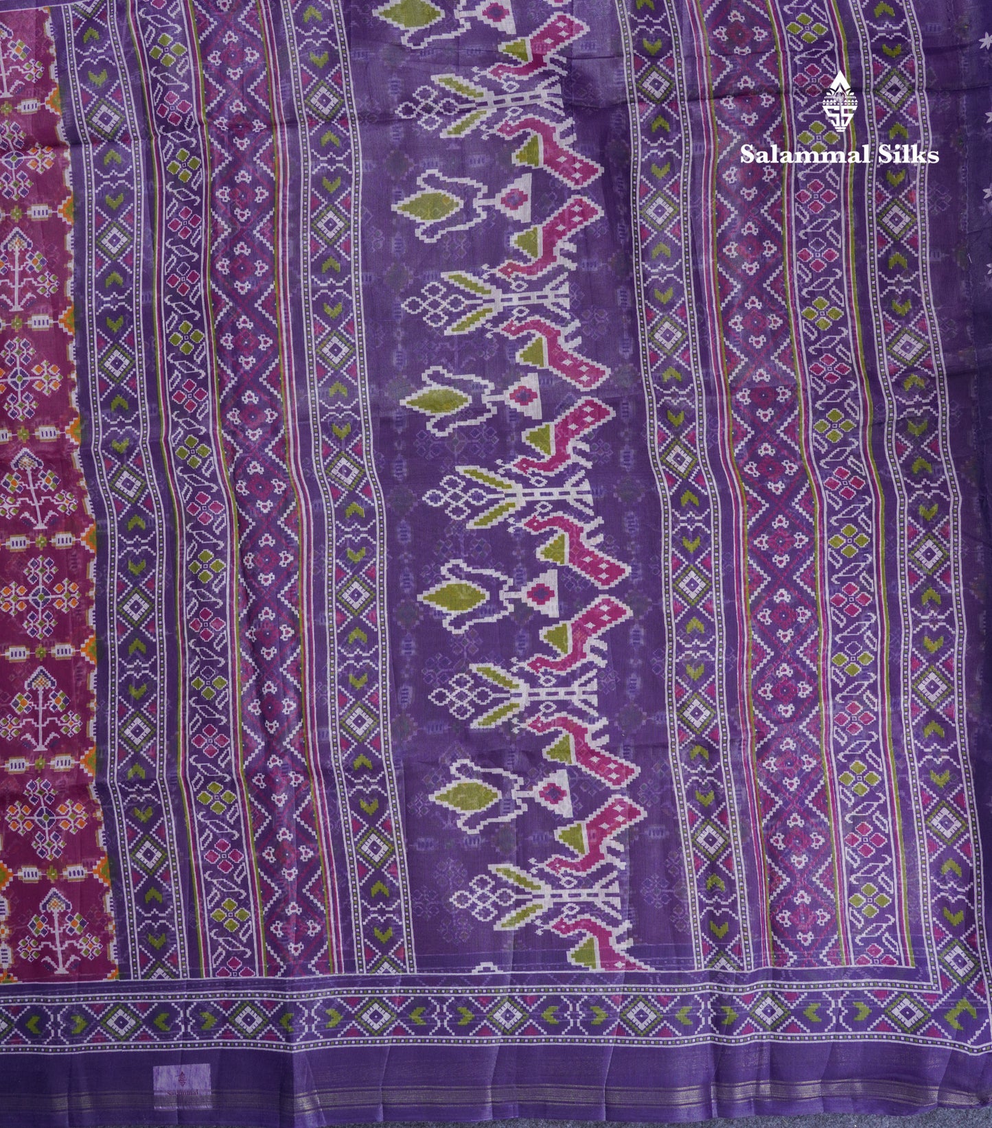 Beautiful Purple Mixed Cotton Saree With Contrast Saffire Green Blouse