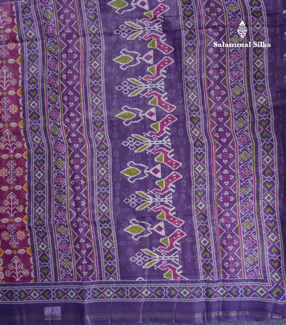 Beautiful Purple Mixed Cotton Saree With Contrast Saffire Green Blouse