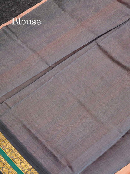 Onion Pink Pure Silk Cotton Saree With Contrast Dark Purple Traditional Border