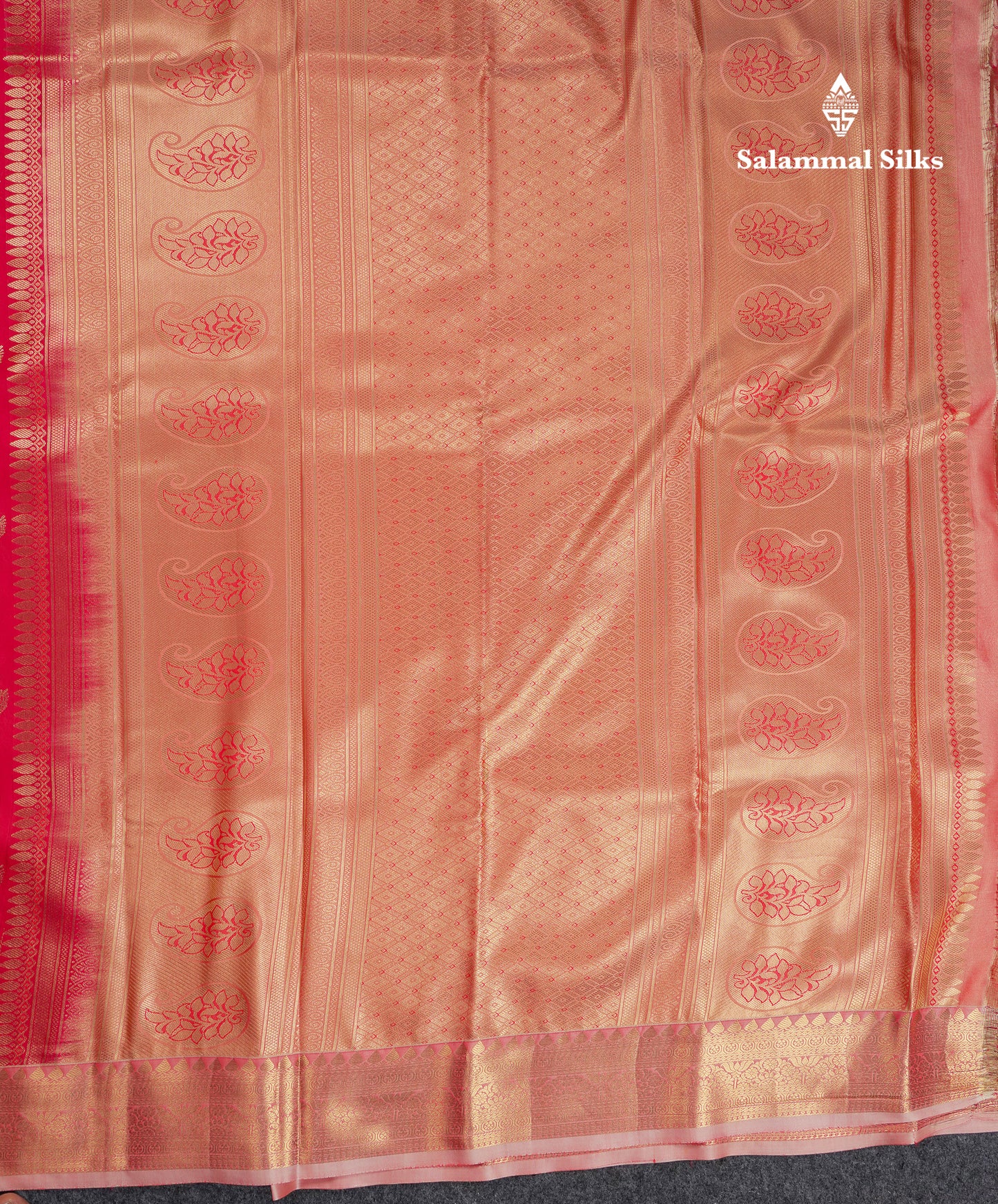 Beautiful Dual Tone Pink Semi Silk Saree With Contrast Dark Peach Traditional Border