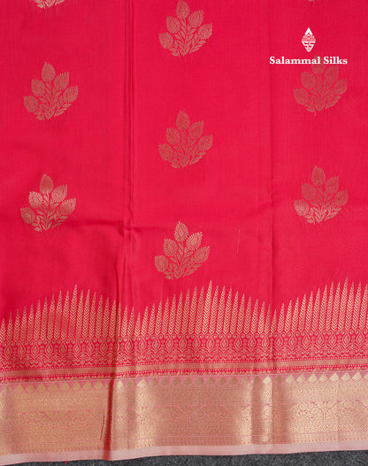 Beautiful Dual Tone Pink Semi Silk Saree With Contrast Dark Peach Traditional Border