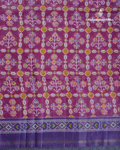 Beautiful Purple Mixed Cotton Saree With Contrast Saffire Green Blouse