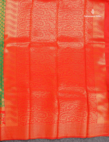 Semi Silk Saree - Peach Colour Body With Contrast Maroon Fancy Border