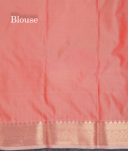 Beautiful Dual Tone Pink Semi Silk Saree With Contrast Dark Peach Traditional Border