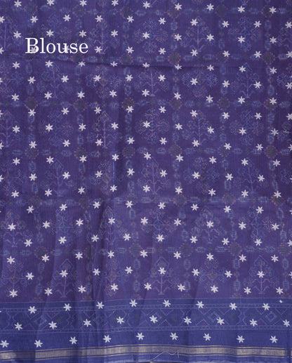 Beautiful Purple Mixed Cotton Saree With Contrast Saffire Green Blouse