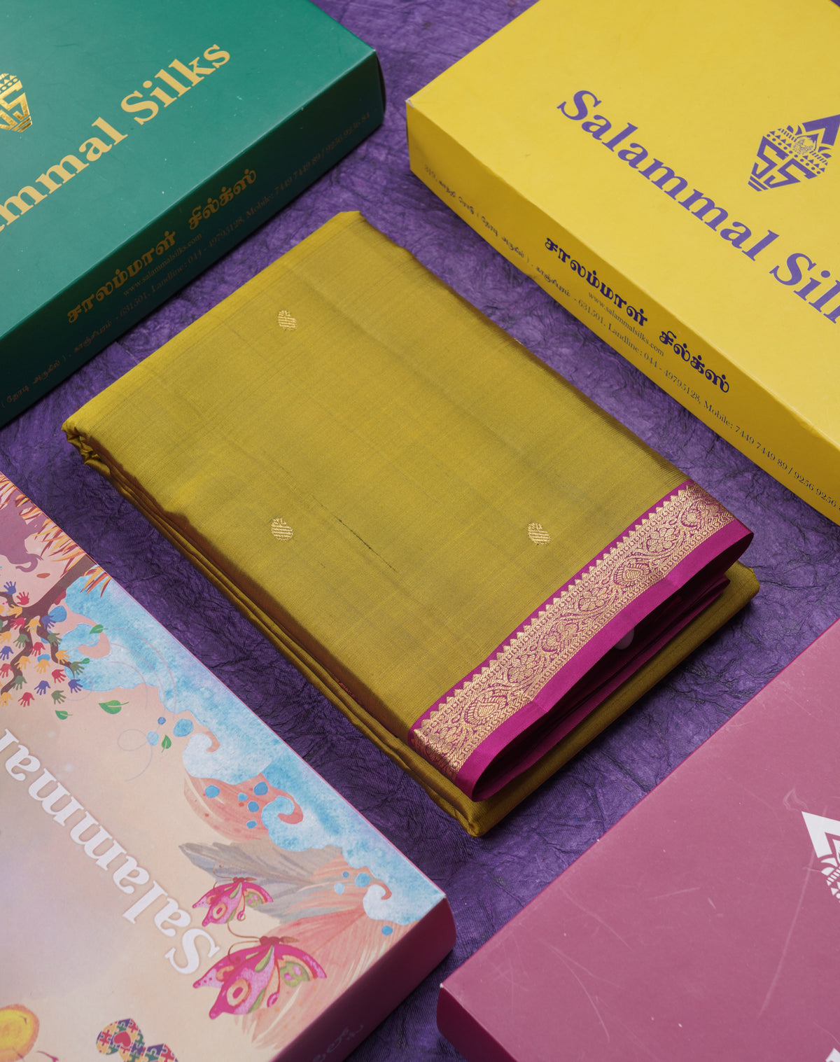 Beautiful Dual Tone Manthulir Green Pure Kanjivaram Silk Saree With Contrast Rani Pink Traditional Small Border