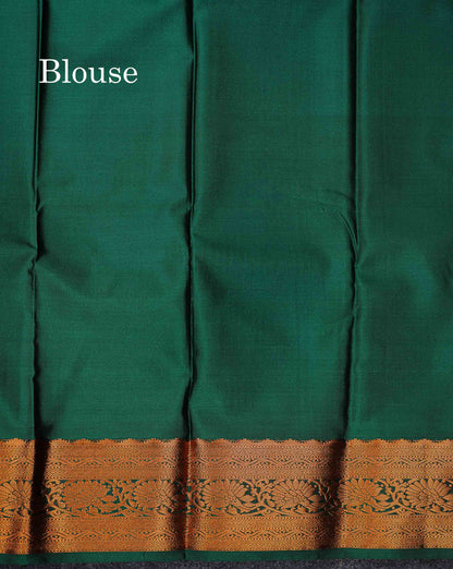 Beautiful Light Elaichi Green Zari Lines With Butta Semi Silk Saree With Contrast Bottle Green Traditional Border