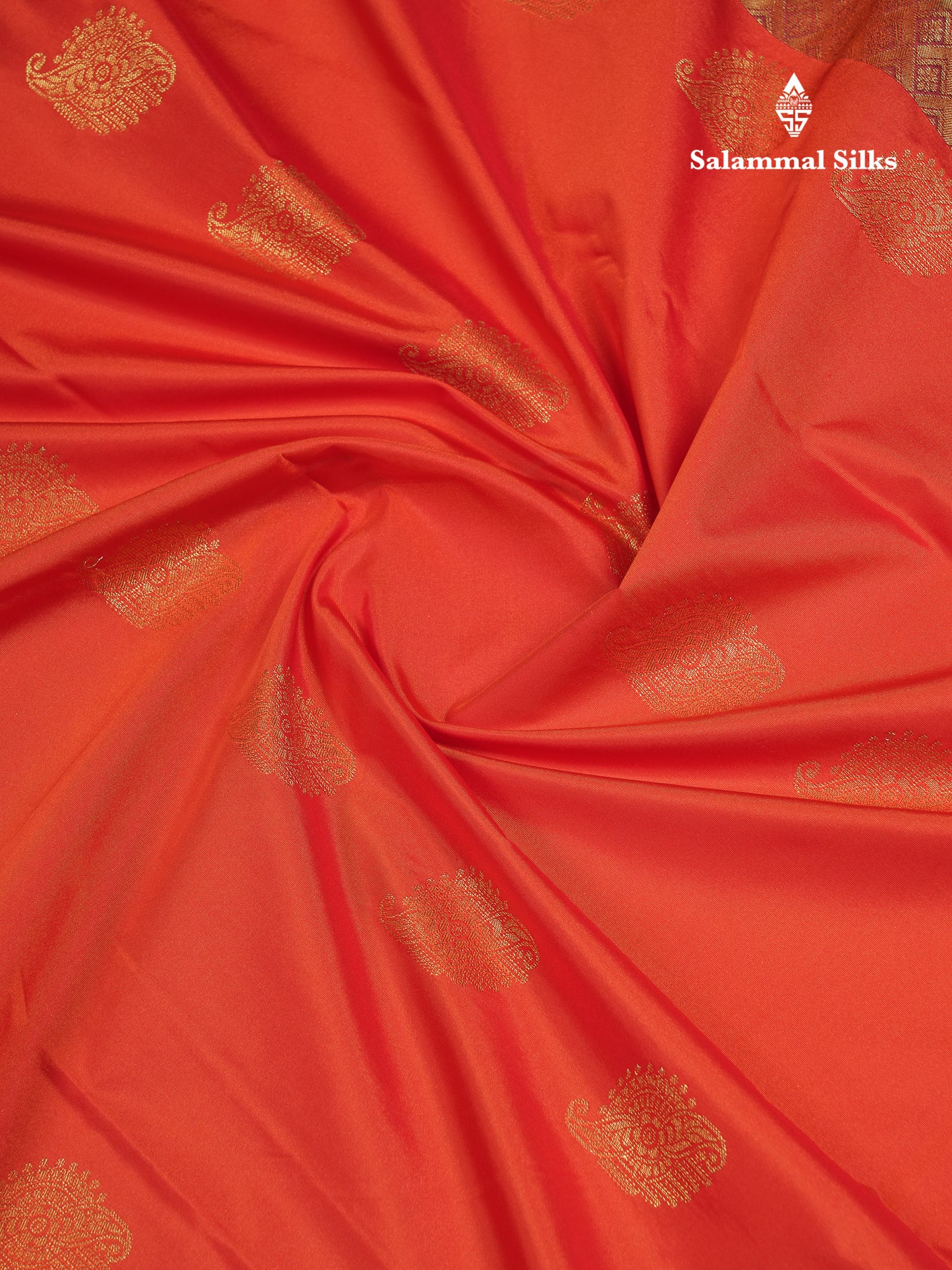 Beautiful Orange Semi Silk Saree With Contrast Navy Blue Traditional Evening Morning Border
