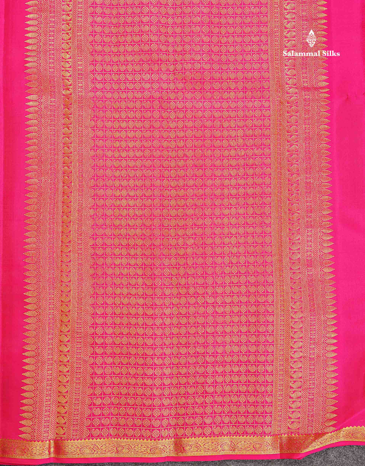 Pure Kanjivaram Silk Saree - Paalum Pazham Checks With Butta & Traditional Small Border