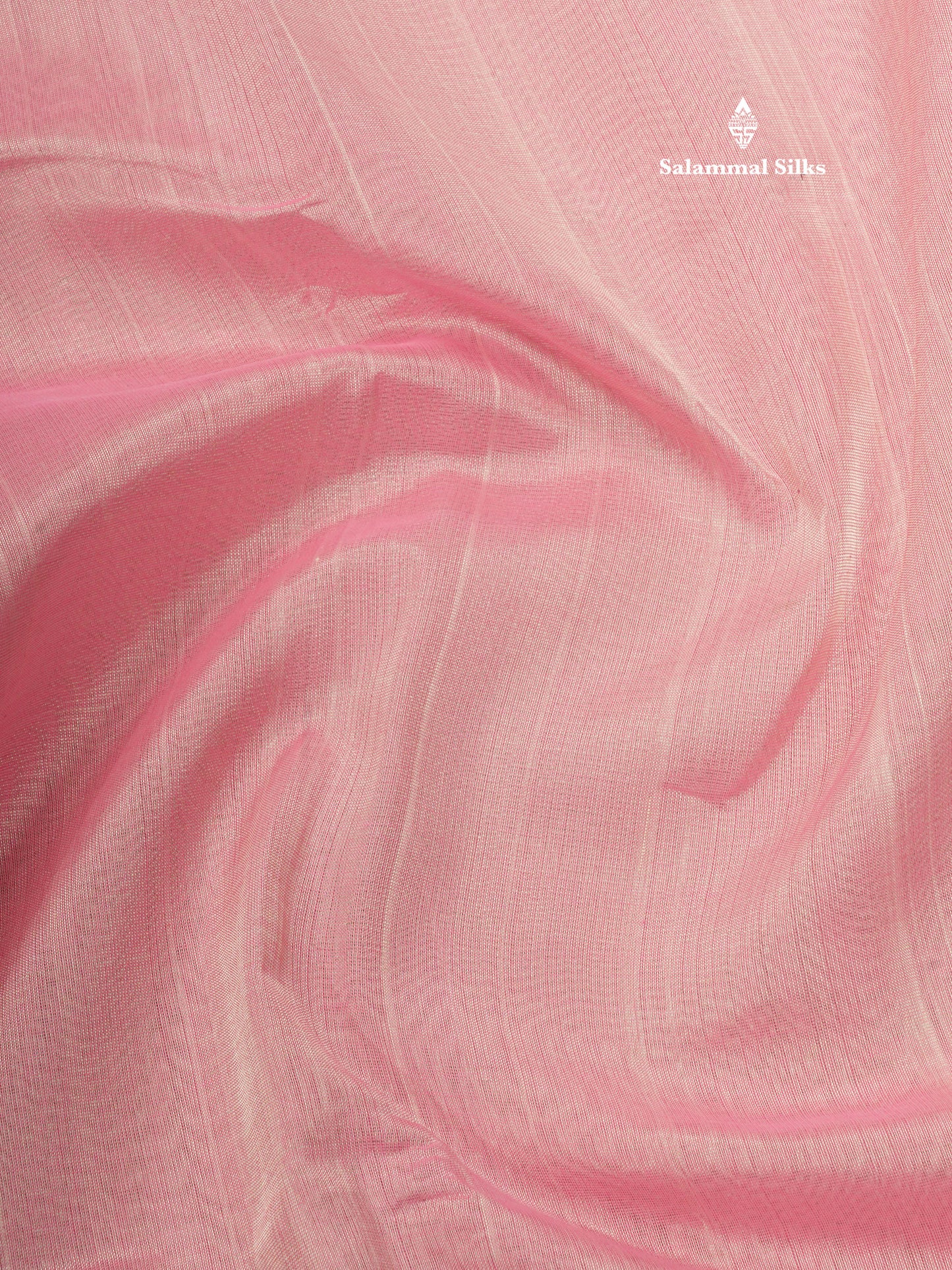 Baby Pink Pure Silk Cotton Saree With Contrast Dark Brown Traditional Temple Border