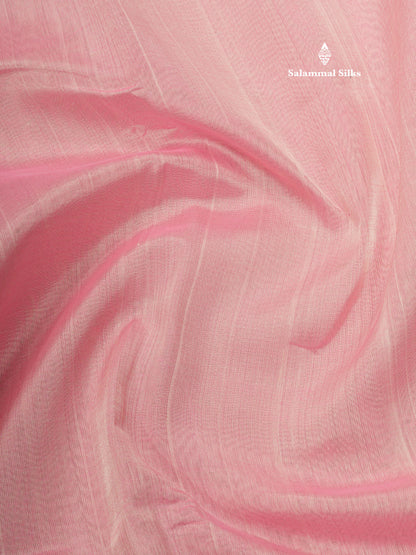 Baby Pink Pure Silk Cotton Saree With Contrast Dark Brown Traditional Temple Border