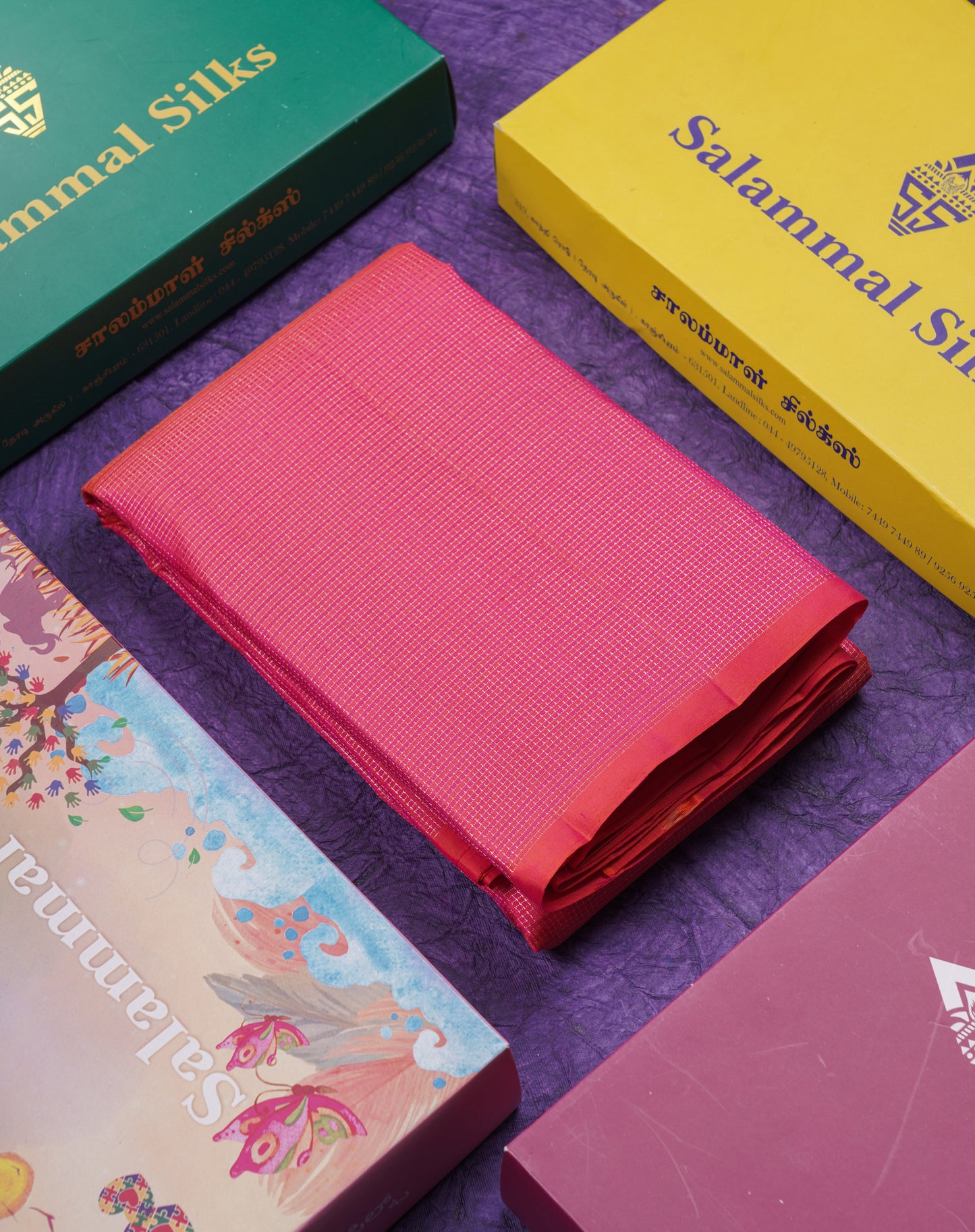 Beautiful Reddish Pink Tiny Zari Checks Fancy Pure Kanjivaram Silk Saree With Blouse