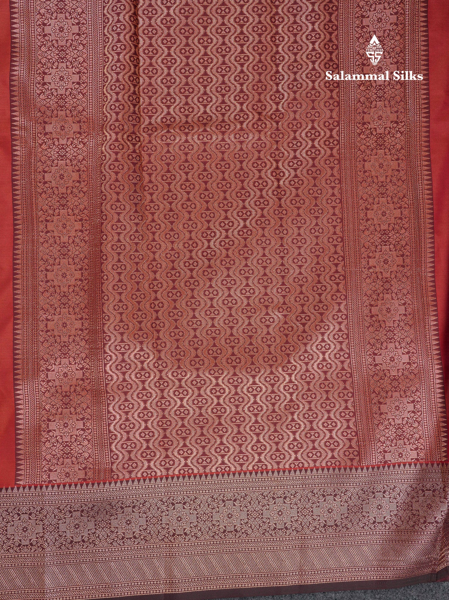 Beautiful Rust Orange Semi Silk Saree With Contrast Dark Brown Traditional Border