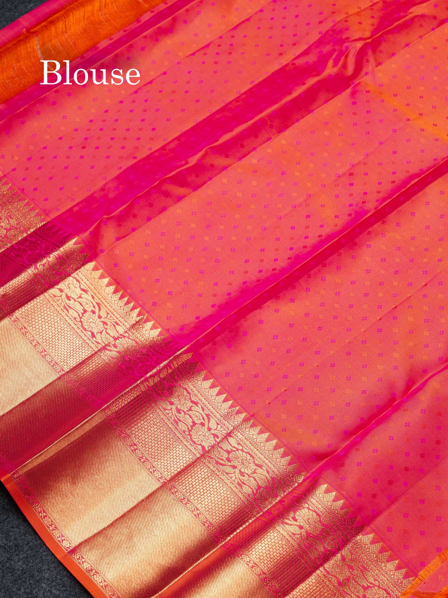 Beautiful Dual Tone Orange Bridal Pure Kanjivaram Silk Saree With Traditional Evening Morning Border