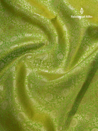 Dual Tone Light Green Bridal Pure Kanjivaram Silk Saree With Contrast Green Border