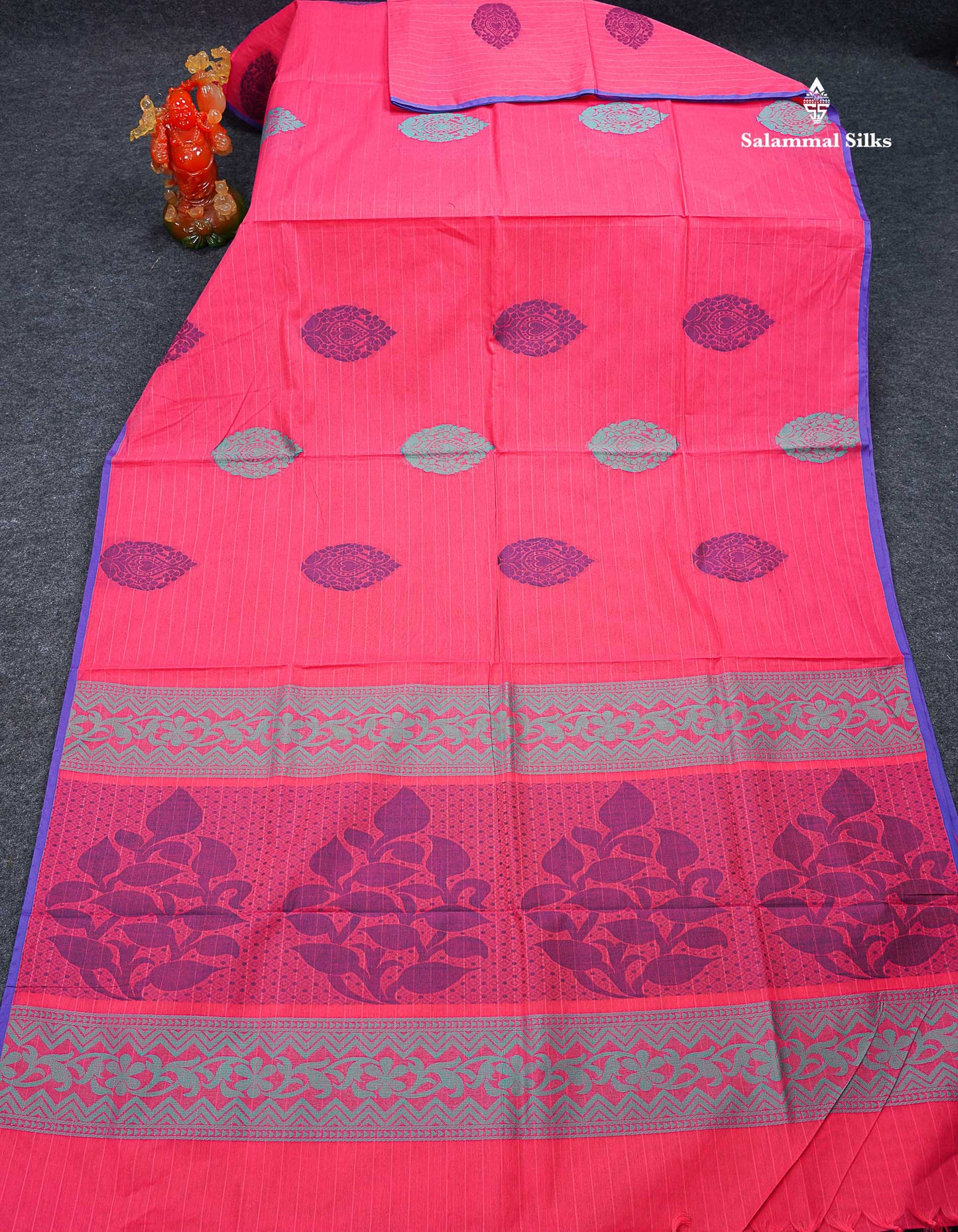 Beautiful Dual Tone Pink Menakari Thread Butta Pure Cotton Saree With Blouse