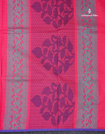 Beautiful Dual Tone Pink Menakari Thread Butta Pure Cotton Saree With Blouse