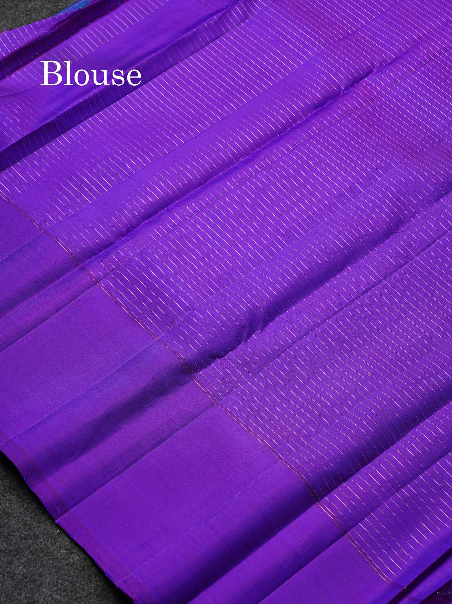 Beautiful Dual Tone Peacock Blue Small Zari Checks Pure Kanjivaram Silk Saree With Contrast Purple Fancy Border