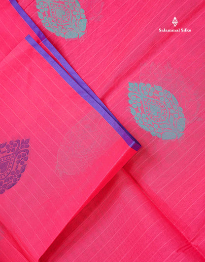 Beautiful Dual Tone Pink Menakari Thread Butta Pure Cotton Saree With Blouse