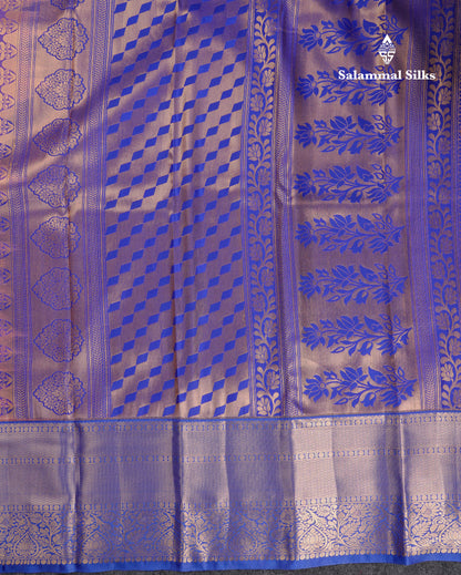 Beautiful Baby Pink Semi Silk Saree With Contrast Royal Blue Traditional Evening Morning Border