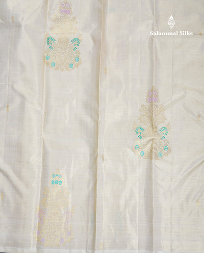 Beautiful Peach Fancy Vairaoosi Menakari Work Pure Kanjivaram Silk Saree with Contrast Pink Blouse