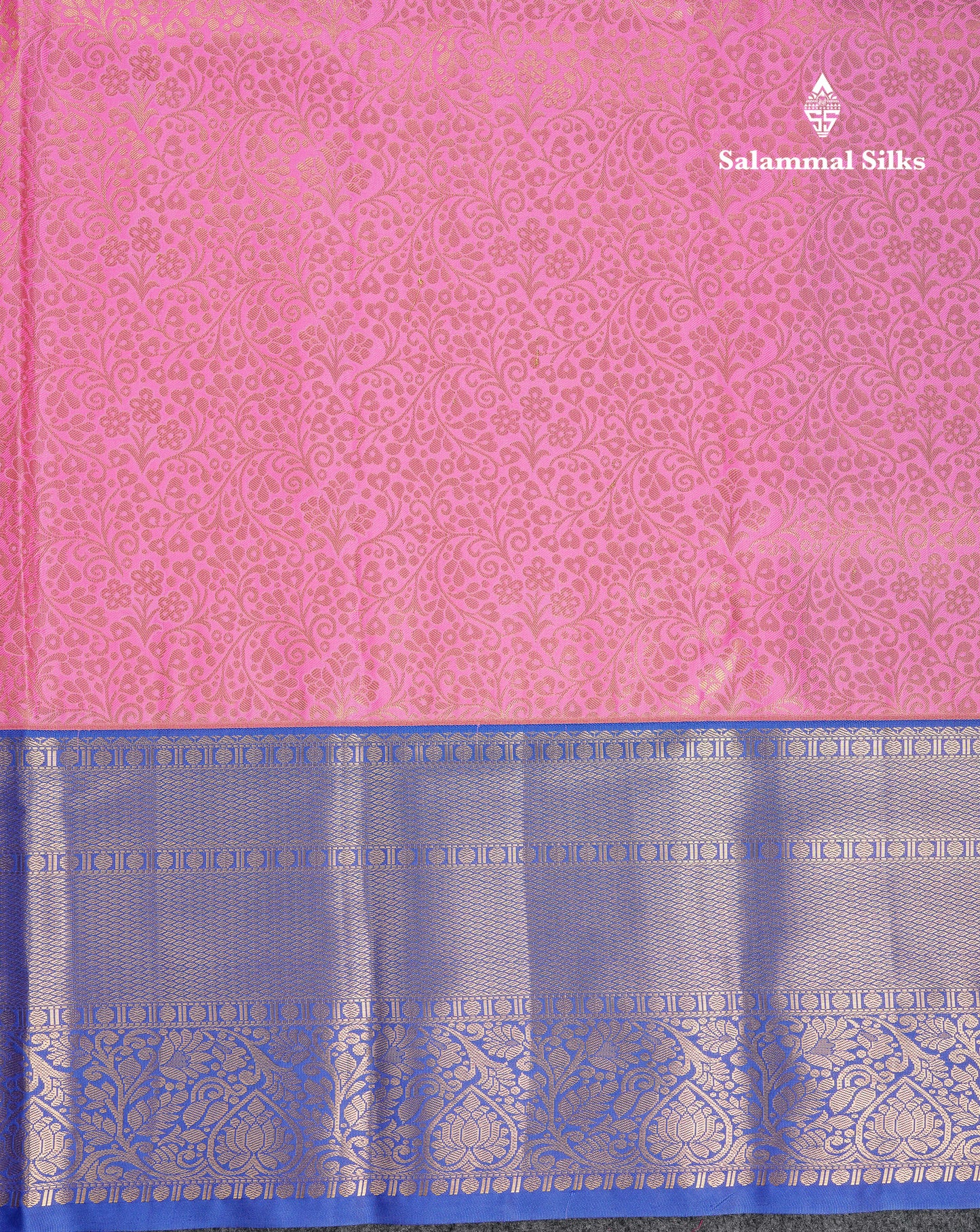 Beautiful Baby Pink Semi Silk Saree With Contrast Royal Blue Traditional Evening Morning Border