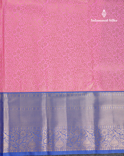 Beautiful Baby Pink Semi Silk Saree With Contrast Royal Blue Traditional Evening Morning Border