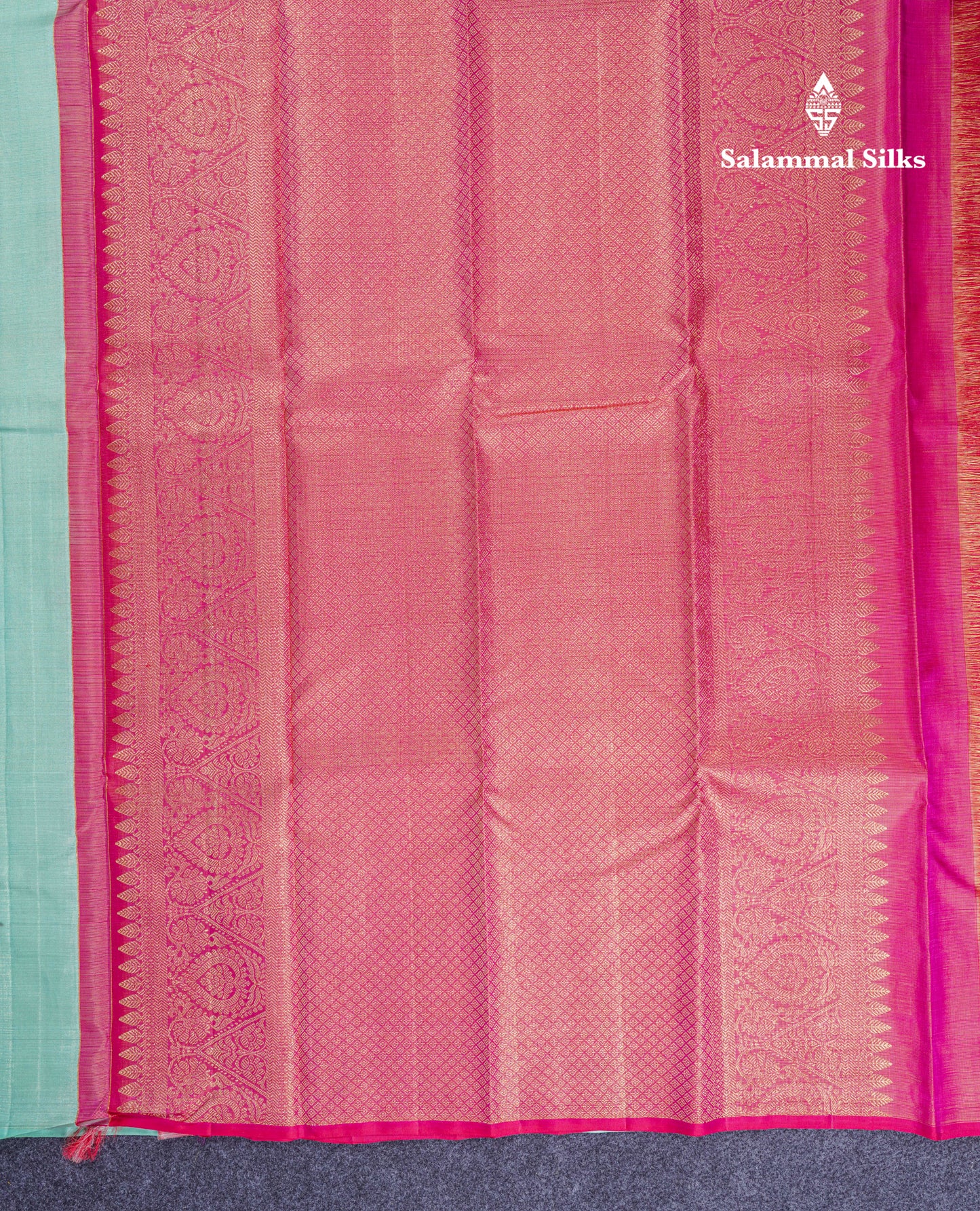 Beautiful Pink Fancy Vairaoosi Pure Kanjivaram Silk Saree with Contrast Rexona Green Blouse