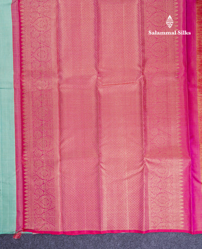 Beautiful Pink Fancy Vairaoosi Pure Kanjivaram Silk Saree with Contrast Rexona Green Blouse
