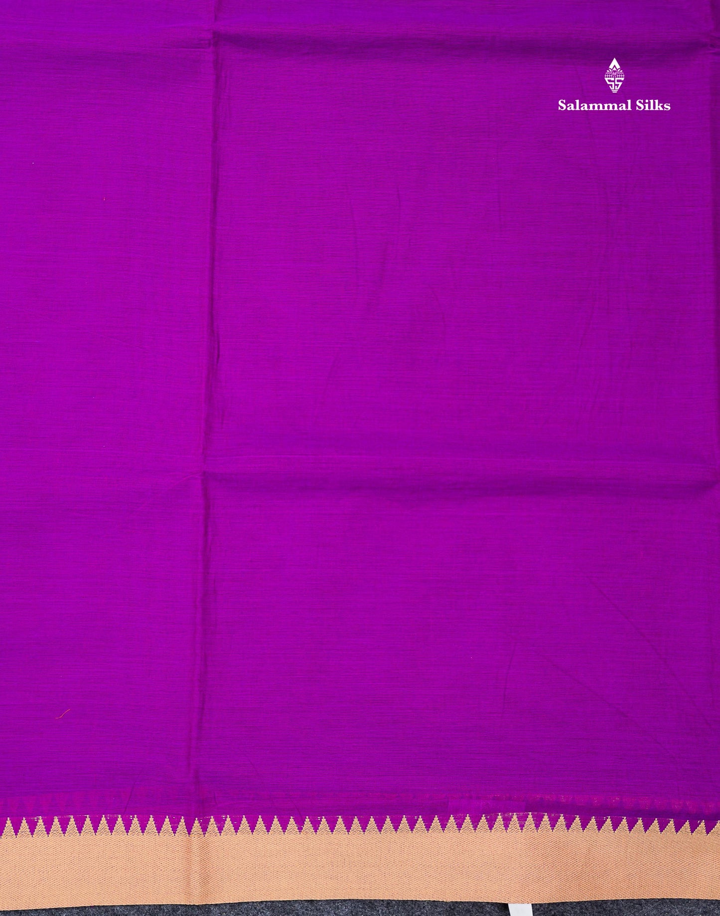 Beautiful Purple Plain Pure Cotton Saree With Contrast Sandal Traditional Border