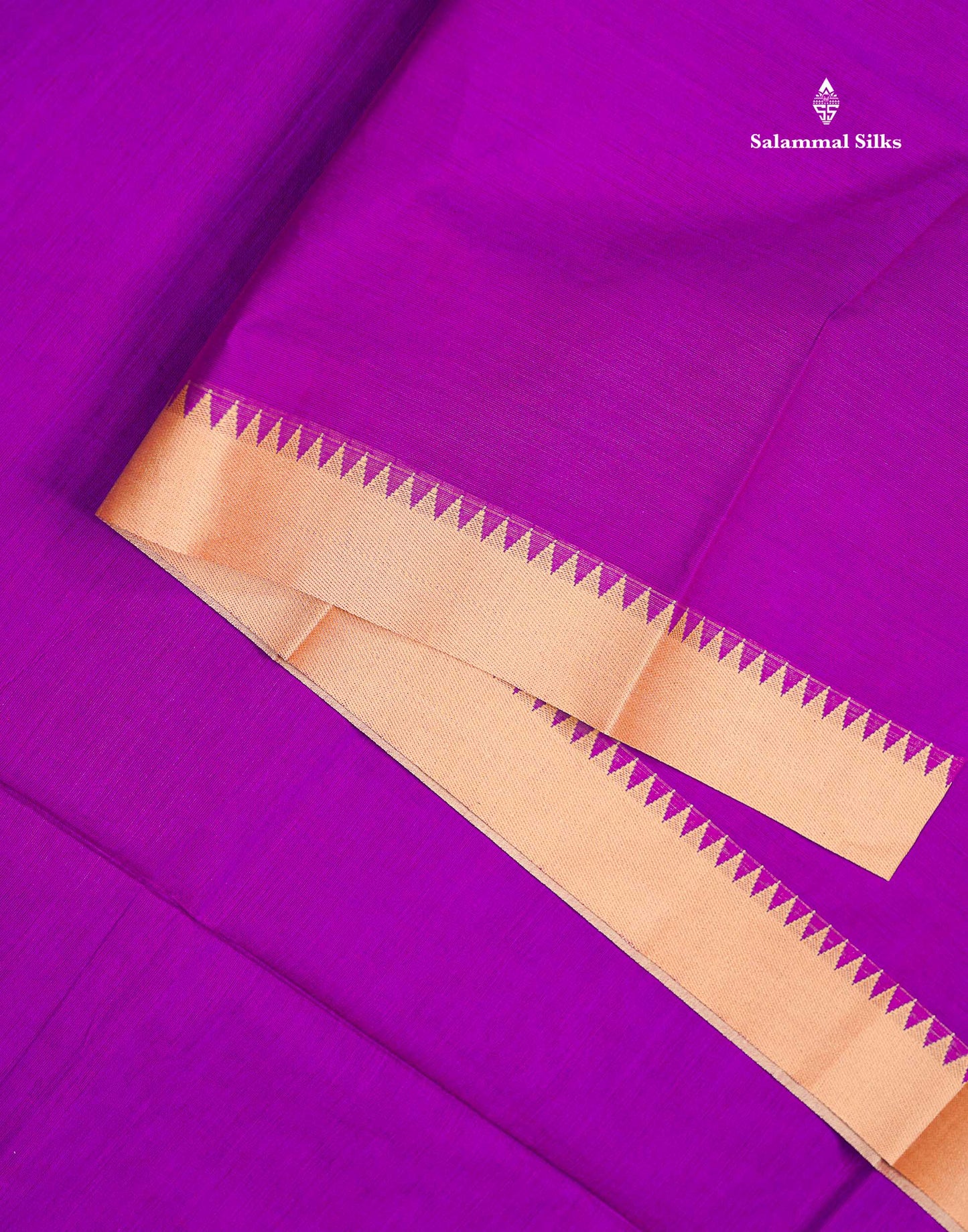 Beautiful Purple Plain Pure Cotton Saree With Contrast Sandal Traditional Border