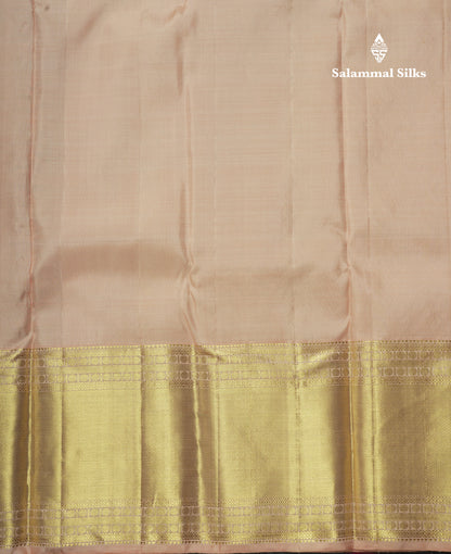 Kanjivaram Light Chocolet Pure Silk Saree With Peach Long Border