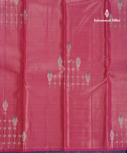 Beautiful Pink Fancy Vairaoosi Pure Kanjivaram Silk Saree with Contrast Rexona Green Blouse