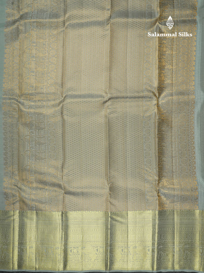 Light Green Bridal Pure Kanjivaram Silk Saree With Contrast Grey Border